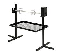 BBQ-Toro Set di spiedini per campeggio, escursioni, falò e altro | 70 cm | 2 aghi da carne, motore (batteria), base con griglia per carbone