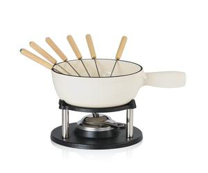 BBQ-Toro Set per fonduta in ghisa per 6 persone | 2 litri | Set fonduta 9 pezzi con bruciatore e spiedi | Set fonduta, set per fonduta al formaggio, set per fonduta di carne, set per fonduta al