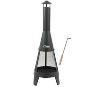 BBQ-Toro Stufa da terrazza con parascintille, griglia e attizzatoio, 35,5 x 35 x 112 cm, in acciaio, camino da giardino per esterni, cestino per il fuoco, stufa a legna, fonte di calore, braciere con