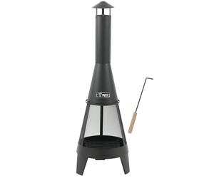 BBQ-Toro Stufa da terrazza con parascintille, griglia e attizzatoio, 35,5 x 35 x 112 cm, in acciaio, camino da giardino per esterni, cestino per il fuoco, stufa a legna, fonte di calore, braciere con