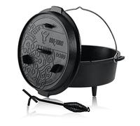 BBQ-Toro Ultimate Dutch Forno con rivestimento PRO3+, 7,3 litri (DO6U), pentola con piedini, già cotta, preseasoned con processo PRO3+, pentola in ghisa, teglia con sollevatore per coperchio