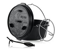BBQ-Toro Ultimate Dutch Forno con rivestimento PRO3+, 9,0 litri (DO9U), pentola senza piedini, già cotta, preseasoned con processo PRO3+, pentola in ghisa, teglia con sollevatore per coperchio