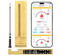 BBQOVN Termometro WiFi Bluetooth Wireless Meat Range Unlimited Temp Anywhere, 7 NiST Certified Sensors with Ambient Temp, Monitor for BBQ, Grill, Forno, Smoker, Air Fryer (Black)