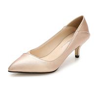bbruriy Décolleté con tacco a gattino da donna eleganti e antiscivolo, a punta chiusa, scarpe con tacchi bassi da 1,96 cm, da sposa, ufficio, in morbida pelle, oro, 41
