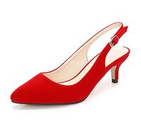 bbruriy Donna Slingback Tacco gattino Punta a punta Abito pompe Scarpe Camoscio Tacco basso Cinturino alla caviglia Comodo Formale Party Wedding Pumps