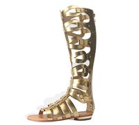 bbruriy Sandali con Tacco da Donna Stivali Alti al Ginocchio con Punta Aperta Tacchi Piatti Cerniera Posteriore con Cerniera Stivali Lunghi Abito Estivo Scarpe da Sandalo,d'oro,40