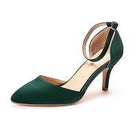 bbruriy Scarpe da Sposa con Tacchi a Gattino da Donna con Cinturino alla Caviglia Décolleté con Tacco Alto Scarpe da Lavoro da Cerimonia Nuziale da Sposa,Verde,37