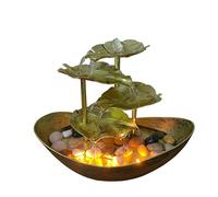 BBTISG Fontana D'acqua da Tavolo per Interni, Fontana D'acqua per Interni con Luci 4 Ripiani Piccola Fontana a Cascata con Foglia di Loto Piccola Fontana da Scrivania per Casa