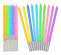 BBTO 100 Pezzi Candele di Compleanno Arcobaleno Candele Torta Colorate Candele Cupcake Lunghe Sottile per Forniture Decorazione Torta Festa Matrimonio Compleanno