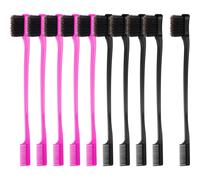 BBTO 2 in 1 spazzole e pettini per bordi dei capelli a doppia faccia, confezione combinata per una cura liscia e controllo dei bordi (rosa e nero)