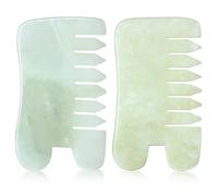 BBTO 2 pettini in giada per massaggi guasha, per raschiare il cuoio capelluto, pettine per il parto per il dolore del travaglio, multifunzionale, portatile, strumento per massaggi per la cura della