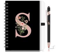 BBTO 2 Pezzi Quaderno con Iniziale per Donna Regali Personalizzati Quaderno Floreale B6 con Penna a Sfera per Natale Compleanno Articoli per Ufficio(Lettera S)
