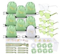 BBTO 33 Pezzi Accessori Addio al Nubilato Donna Bride To Be & Team Bride Kit con 8 Sacche Zaino, 8 Occhiali a Cuore, 8 Bracciali, 8 Scrunchie e 1 Fascia Sposa