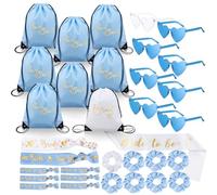 BBTO 33 Pezzi Accessori Addio al Nubilato Donna Bride To Be & Team Bride Kit con 8 Sacche Zaino, 8 Occhiali a Cuore, 8 Bracciali, 8 Scrunchie e 1 Fascia Sposa