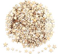 BBTO 400 Pezzi Mini Fette di Stelle in Legno Dimensioni Miste Decorazioni con Stelle in Legno Tag a Forma di Stella per Decorazione della Tavola dei Mestieri di DIY della Festa Nuziale di Natale