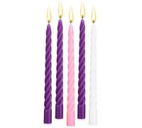 BBTO 5 Pezzi Candele dell'Avvento Set di Candele a Stelo Lungo in Stile Europeo 3 Viola 1 Rosa e 1 Bianca Decorazioni per Corone dell'Avvento Natale, 25 cm
