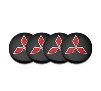 BBTUA 4 Pezzi Auto Coprimozzo Adesivo per Mitsubishi L200 2019-, Copriruota Centrale Sostituzione Adesivi Hub Centre Cover Adesivo Decorativo,Bla-CK And Red-65mm