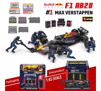 Bburago 1:43 F1 Red Bull Racing RB20 2024 # 1 Verstappen # 11 Perez fai da te Pit House auto in lega pressofuso modello giocattolo da collezione SF24