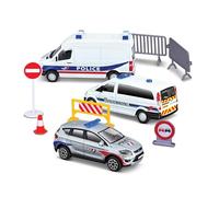 Bburago - 1/43 Street Fire - Playset Intervention Emergency - Playsets d'Intervention Street Fire composti da 9 pezzi: 3 veicoli in metallo pompiere o polizia in scala 1/43