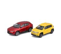 Bburago - 2-Pack Street Fire 1:43 Fiat Panda Gialla e Alfa Tonale Rossa | Set da 2 modellini diecast in scala 1:43 con Fiat Panda e Alfa Romeo Tonale con licenze ufficiali per collezionisti.