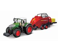 Bburago-10CM FENDT 1050 Vario con Sollevatore BALER, Colore Rosso, B18-31663