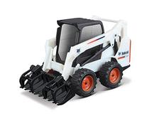 Bburago Bobcat B18-31802 Bobcat Skid-Steer Loader con rampa funzionante Modello da Collezione Giocattolo-1:50 Veicolo pressofuso, Bianco, Piccolo