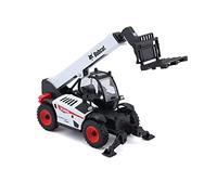 Bburago Bobcat TELEHANDLER in pressofusione con forca per pallet funzionante, replica giocattolo da collezione, scala 1:50, bianco