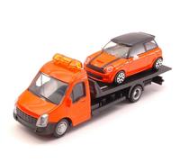BBURAGO BU31405 MINI COOPER + FLATBED TRANSPORTER 1:43 Modellino