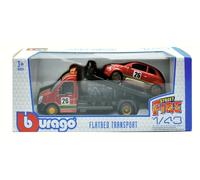 BBURAGO BU31428 FIAT 500e N.26 FLATBED TRANSPORTER RED 1:43 Modellino
