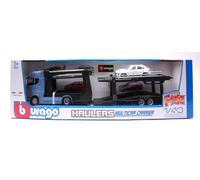 BBURAGO BU31467 SCANIA S730 HIGHLINE CAB CAR CARRIER + PORSCHE MACAN 1:43 Modell