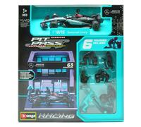 BBURAGO BU38452R PIT STOP SET MERCEDES F1 W14 N.63 GEORGE RUSSELL 2023 1:43 Mode