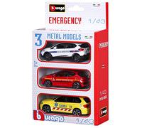 Bburago - Emergency, Confezione di Tre Veicoli d’Emergenza francesi Casuali, Scala 1/43 (RIF. 30009)