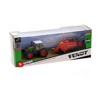 Bburago - Fendt Trattore con Rimorchio (10cm) Dettaglio Modello Miniatura