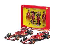 BBURAGO - Ferrari SF-24 F1 Imola Livery 2024 Leclerc #16 e Sainz #55, Set 2 Auto Diecast in Scala 1:43, Confezione Quadro Espositivo, Licenza Ufficiale Ferrari, Età Consigliata 14+ Anni