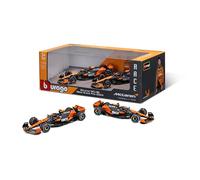 Bburago Formula 1 McLaren MCL38 - Set da 2 pezzi (2024): modellino auto in scala 1:43, Window Box, 25,4 cm, nero/arancione (18-38202)