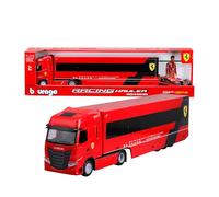 BBURAGO Iveco S-Way 570 Racing con Ferrari SF-24#16 Leclerc, Set Diecast in Scala 1:43, Bisarca Dettagliata con Auto F1, Licenze Ufficiali Ferrari e Iveco, Età Consigliata 3+ Anni