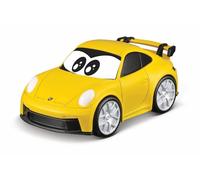 Bburago Junior Porsche 911 GT3 My 1st Collection, scala Die-Cast Car with Dispenser, Interactive Vehicle Toy for Young Collectors, Yellow Or Blue Supplied, 12 mesi +
