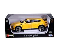 Bburago - Lamborghini Urus, Auto Diecast in Scala 1:18, Giallo, 3+ | Modellino Super SUV di Lusso da Collezione con Porte, Cofano e Portabagagli Apribili, Licenza Ufficiale