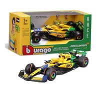 Bburago - McLaren MCL38 Monaco GP 2024 Livrea Senna Scala 1:43, Replica Diecast Dettagliata Assortimento Casuale Norris o Piastri, Edizione Tributo Ayrton Senna