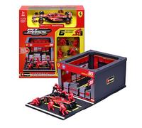 BBURAGO PIT STOP Ferrari SF-24#16 Leclerc, Playset con Diorama, Veicolo in Scala 1:43 e 6 Meccanici, Replica Dettagliata con Licenza Ufficiale Ferrari, Età Consigliata 3+ Anni