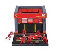 BBURAGO PIT STOP Ferrari SF-24#16 Leclerc, Playset con Diorama, Veicolo in Scala 1:43 e 6 Meccanici, Replica Dettagliata con Licenza Ufficiale Ferrari, Età Consigliata 3+ Anni