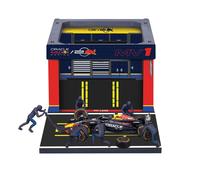 BBURAGO PIT STOP Red Bull RB20 (2024) #1 Verstappen, Playset con Diorama, Veicol