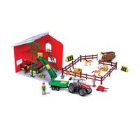 Bburago Set da gioco in scala 1:43 con trattore Massey Ferguson, veicolo da fattoria pressofuso, set di giocattoli per bambini, dai 3 anni in su