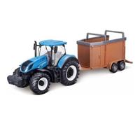 Bburago Trattore New Holland T7.315 B18-31656 10 cm + spedizioniere bestiame, blu