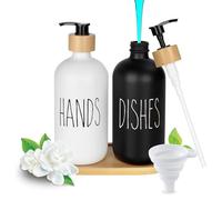 BBWELL 2 Pezzi Dispenser di Sapone Cucina,Bagno e Cucina Dispenser Set,Decorazione Nera e Bianca per Bagno e Cucinas,500 ml Dispensers Contenitore di Sapone,Dispensers Shampoo e Bagnoschiuma