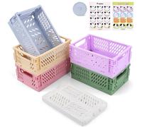BBWELL 6 Pezzi Mini Scatola Portaoggetti Pieghevole,Cassetta Plastica Pieghevole,Cassetta Pieghevole in Plastica,Piccole Scatole Impilabili da Tavolo per Camera da Letto, Ufficio, Bagno