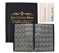 BBWELL Album per Monete da 480 Tasche,Raccoglitore Monete sotto I 27mm con 2 Etichette Indice,Griglia 30x32 mm,Album della Collezione di Monete,Penny Pocket per Collezionisti,Riporre Monete Euro