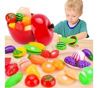 BBWELL Cucina Giocattolo per Bambini, 21pcs Cibo da Tagliare Frutta e Verdura, Gioco di Ruolo in Cucina, Giochi Montessori Educativo, Regalo per Bimbo 2 3 4 5 6 Anni