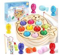 BBWELL Montessori Gioco Pesca Bambini | Gioco Pesca Pesci Calamita 2in1 con 10 Pesci e 2 canne,Giochi Educativi per Bambini dai 2 ai 6 Anni,Giocos di Pesca,Regalo in Legno per Ragazzi e Ragazze