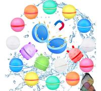 BBWELL Palloncini D'acqua Riutilizzabili,16 Palloncini Acqua Riutilizzabili,Bombe D'acqua a Riempimento Rapido con 1 Borsa a Rete,per Giochi Acqua Estivi Piscina Spiaggia Giardino Bambini e Adulti